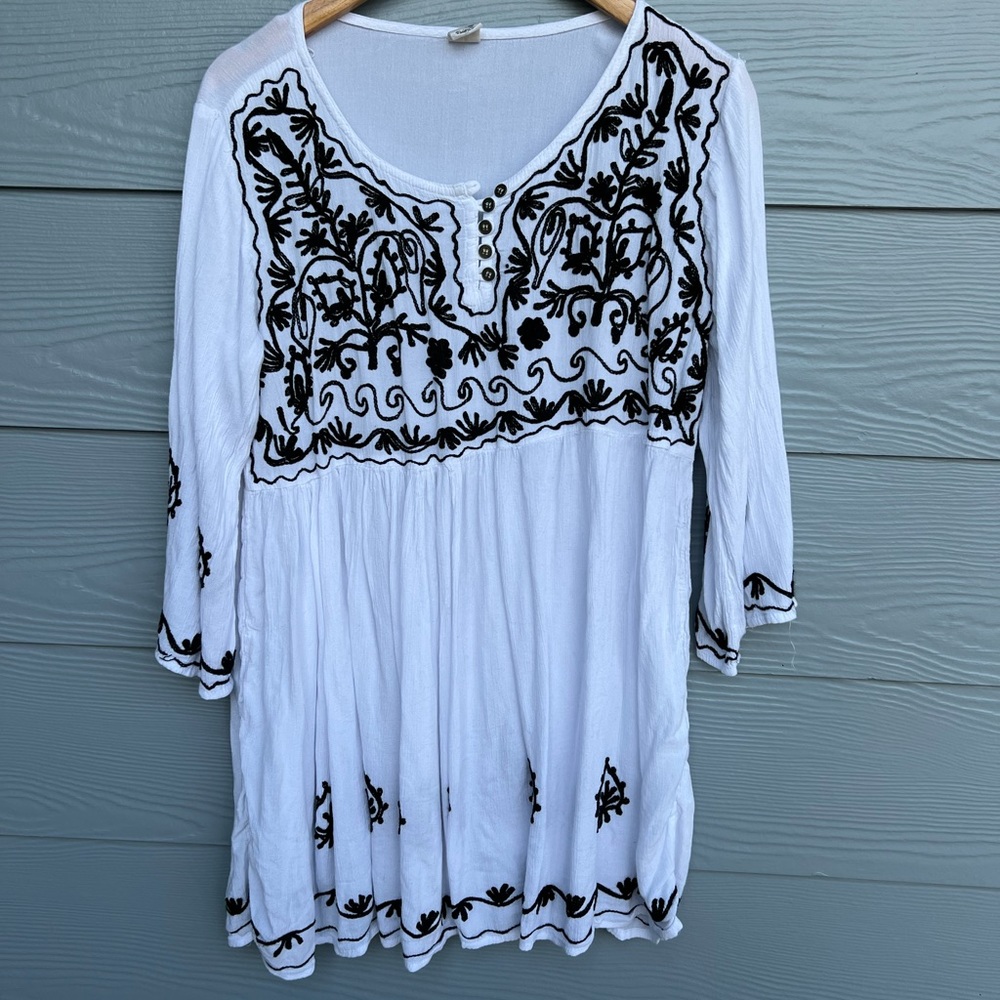Linen White Flowy Dress